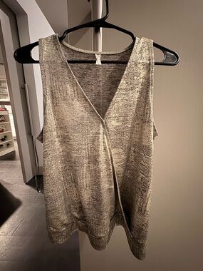 Anthropologie Metallic Sleeveless V-Neck Dress Top